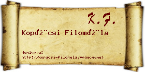 Kopácsi Filoméla névjegykártya